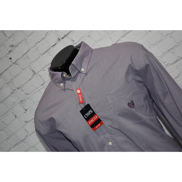 Chaps Shirt Mens Size 2XL XXL Stretch Performance Dress Purple Plaids NEW - Picture 1 of 7